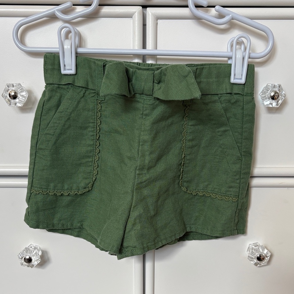 *NWOT* Janie and Jack green linen shorts